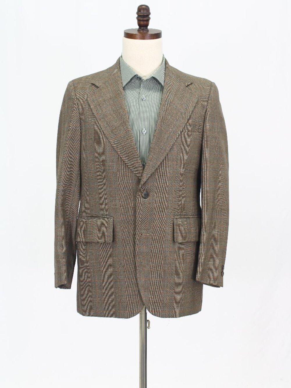 Vintage 1970s 39R Brown Blazer Sport Coat Jacket 2-Button Check W603